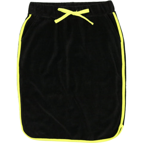 Urbani Black & Neon Yellow Velour Dolphin Skirt