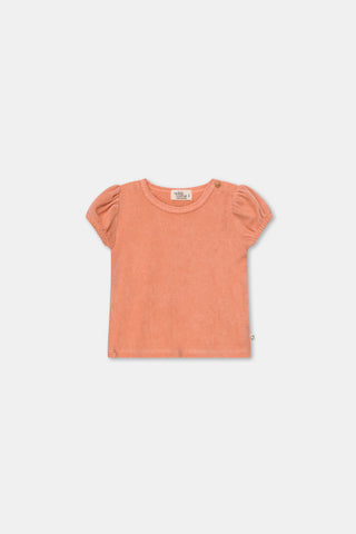 My Little Cozmo Baby Peach Puff Sleeve Terry Bloomer Set