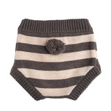 Tocoto Vintage Grey Stripe Pompom Knit Set