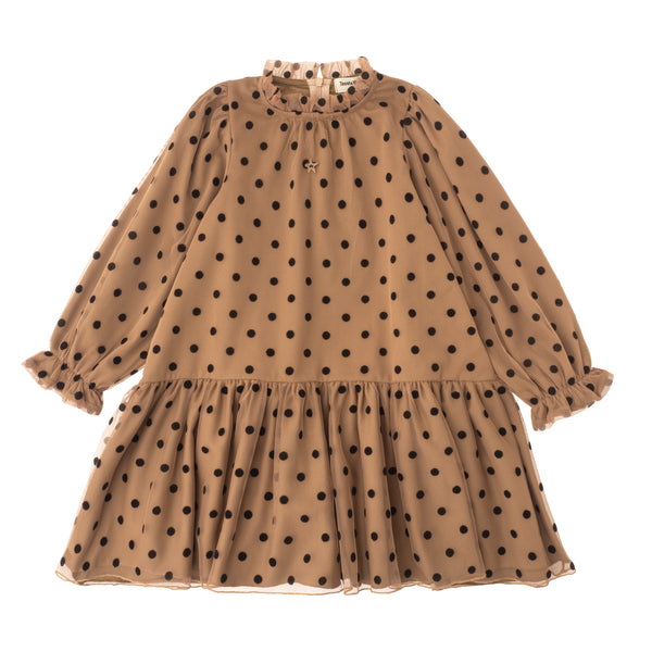 Tocoto Vintage Brown Dots Tulle Dress