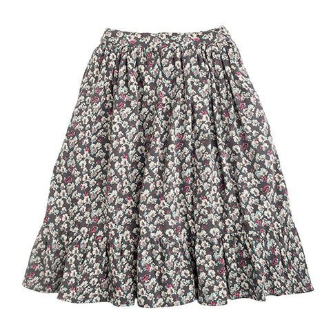 Tocoto Vintage Grey Floral Midi Skirt