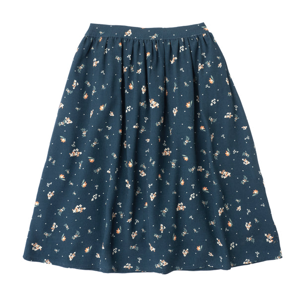 Tocoto Vintage Dark Green Flowers Print Long Skirt