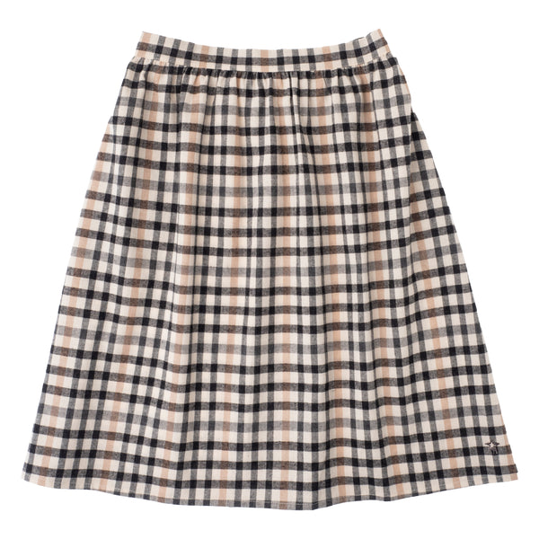 Tocoto Vintage Brown Plaid Midi Skirt