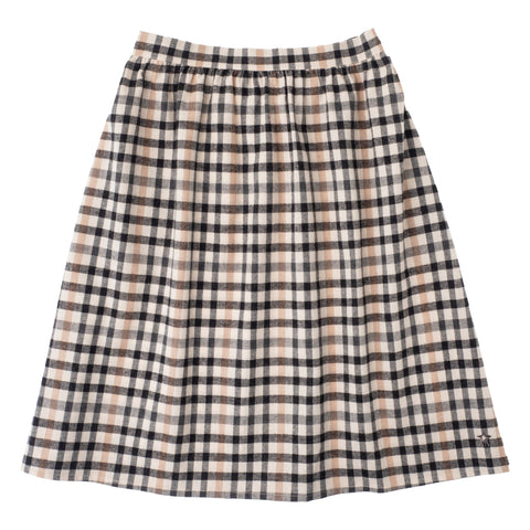 Tocoto Vintage Brown Plaid Midi Skirt