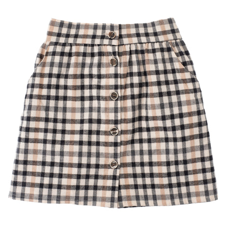 Tocoto Vintage Brown Plaid Mini Skirt