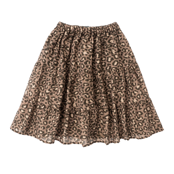 Tocoto Vintage Brown Animal Print Midi Skirt