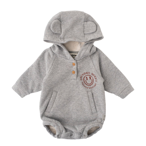 Tocoto Vintage Grey Laundry Speed Hooded Romper