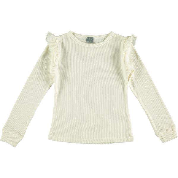 Tocoto Vintage Off White Long Sleeve Ruffle Top