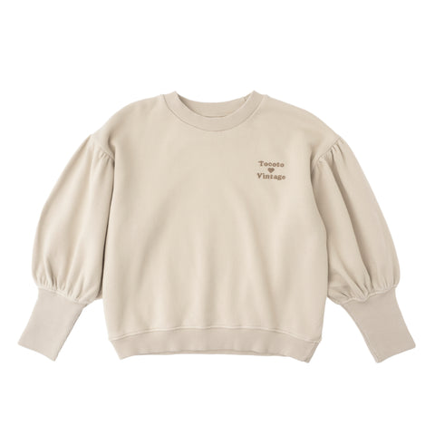 Tocoto Vintage Girls Off White Embroidery Sweatshirt