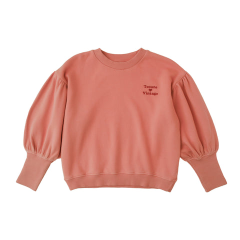 Tocoto Vintage Girls Dark Pink Embroidery Sweatshirt