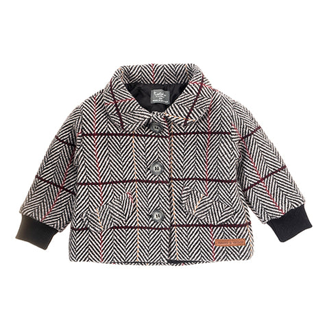 Tocoto Vintage Grey Herringbone Baby Coat