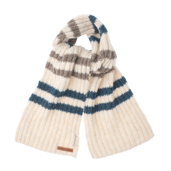 Tocoto Vintage Off White Knit Striped Scarf