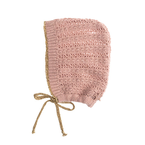 Tocoto Vintage Pink Openwork Knit Bonnet