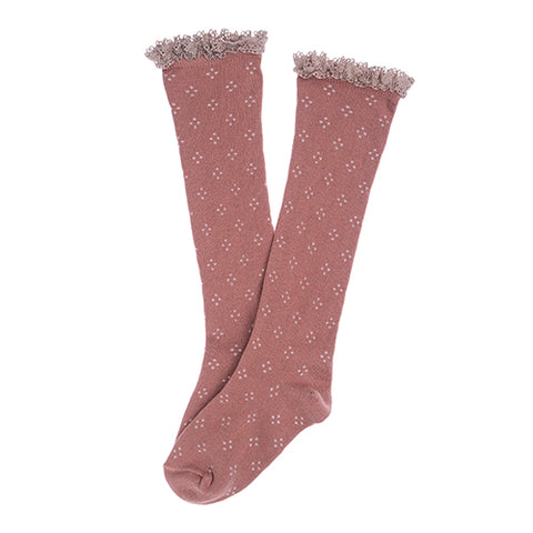 Tocoto Vintage Pink Openwork Lace Sock