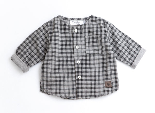 Tocoto Vintage Grey Checkered Baby Shirt