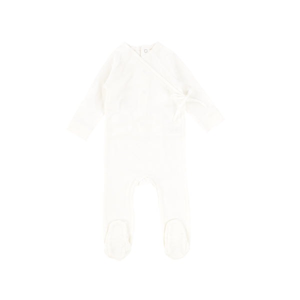 Lil Legs White Brushed Cotton Wrapover Footie