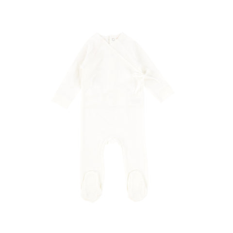 Lil Legs White Brushed Cotton Wrapover Footie