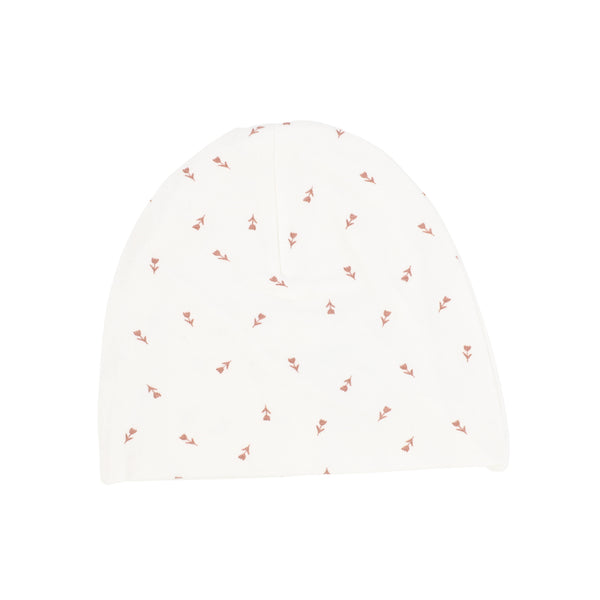 Lil Legs White/Pink Tulips Printed Beanie
