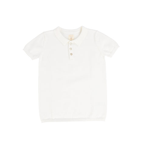 Lil Legs White Knit Polo