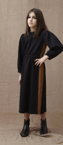 You and Me Black Fleece Dress with Contrast