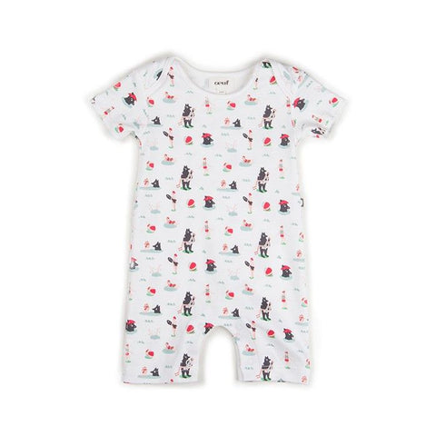 Oeuf Bear Printed Short Onepiece