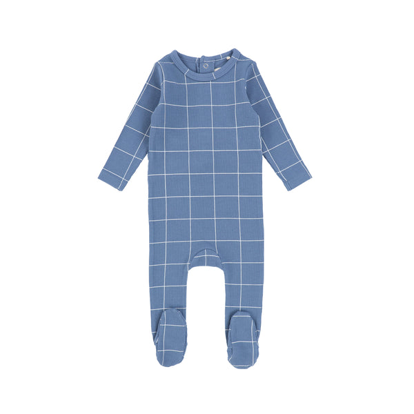 Lil Legs Marine/White Windowpane Footie