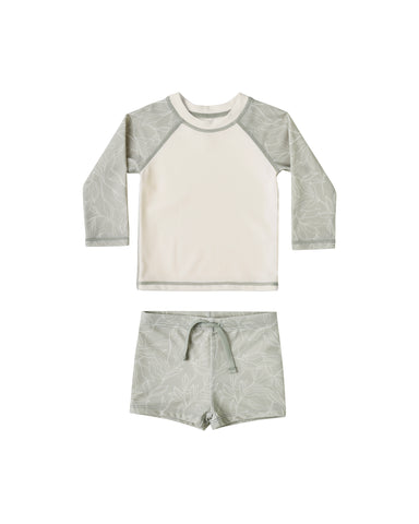 Rylee & Cru Sage Fern Rashguard Boys Set