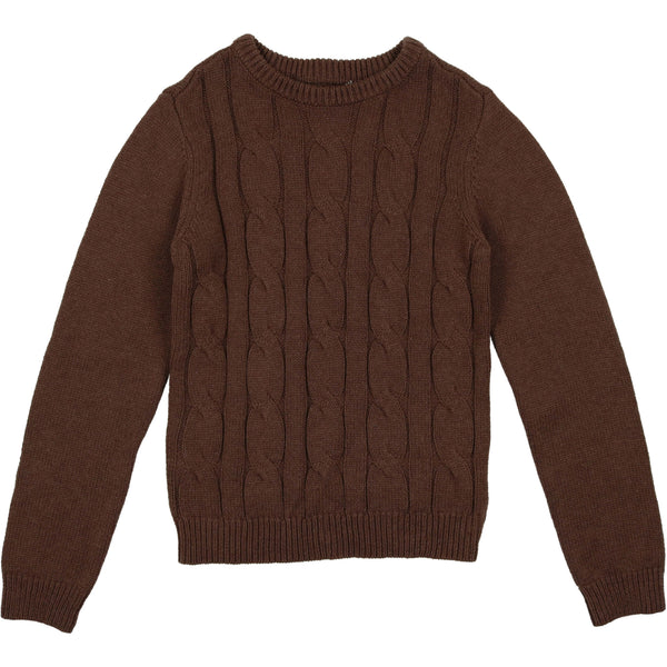 Coco Blanc Mocha Heather Cabled Sweater