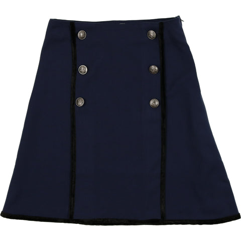 Coco Blanc Heathered Navy Double Breasted Skirt