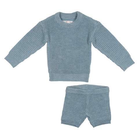 Coco Blanc Powder Blue Knit Short Set