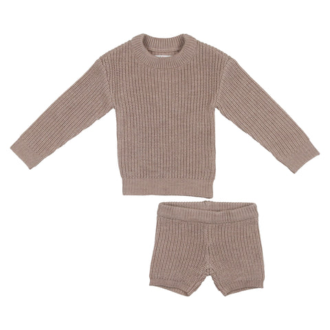 Coco Blanc Oatmeal Knit Short Set