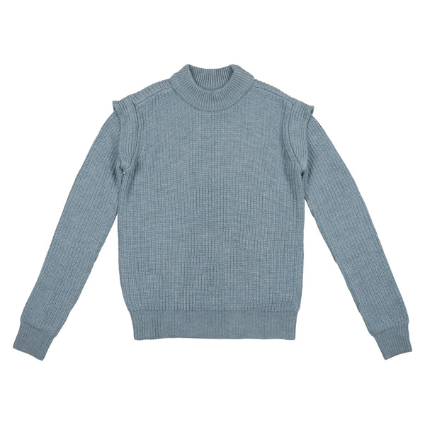 Coco Blanc Powder Blue Shoulder Pad Sweater