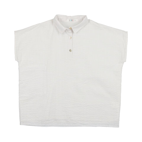 Coco Blanc White Seersucker Oversized Shirt
