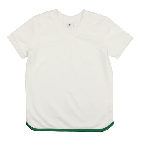 Coco Blanc White & Kelly Green Boys Tennis Tee