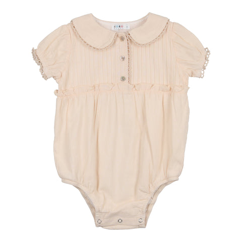 Coco Blanc Powdered Mauve Peter Pan Collared Romper