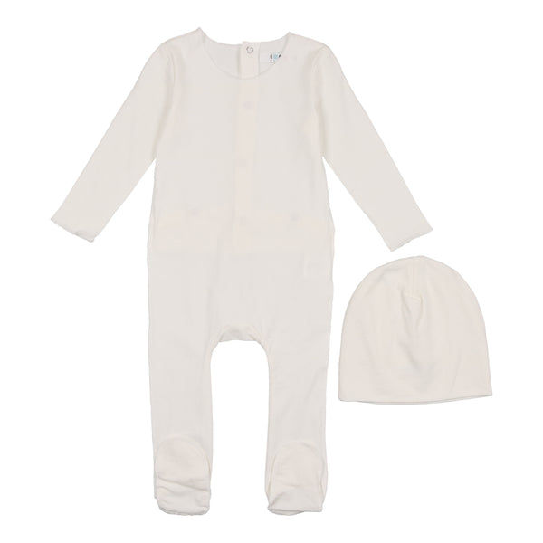 Coco Blanc Antique White Modal Footie with Beanie