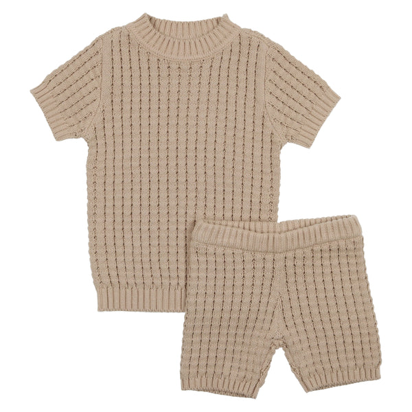 Coco Blanc Taupe Baby Knit Pointelle Set