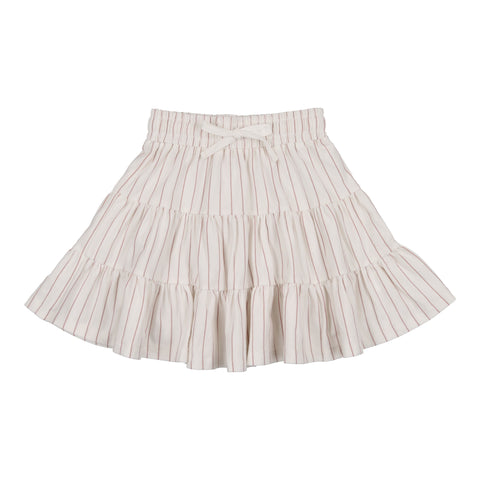 Urbani White/Mauve Striped Tiered Short Skirt