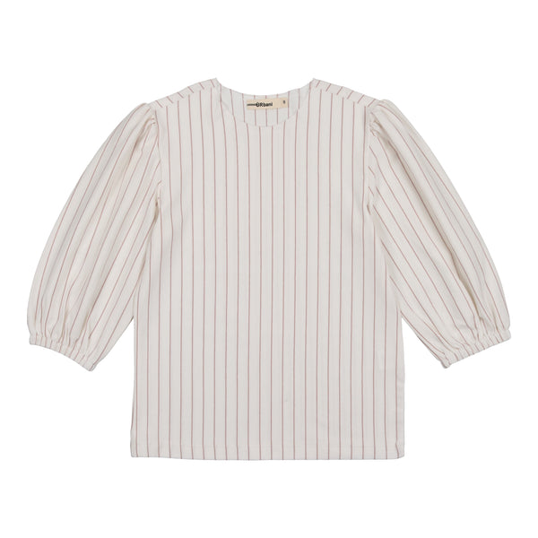 Urbani White/Mauve Striped Puff Sleeve Tee