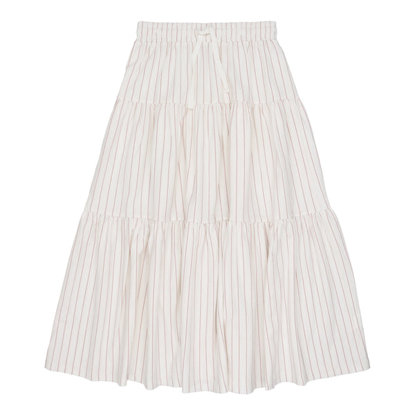 Urbani White/Mauve Striped Tiered Maxi Skirt