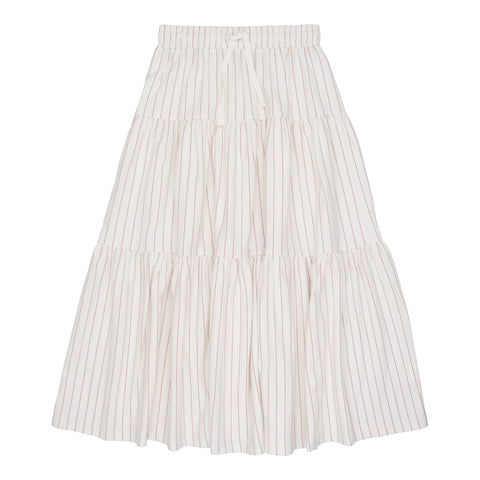 Urbani White/Mauve Striped Tiered Maxi Skirt