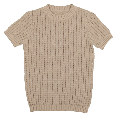 Coco Blanc Taupe Knit Pointelle Sweater