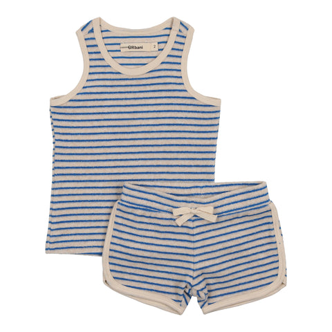 Urbani Cream/Cobalt Terry Tank Set