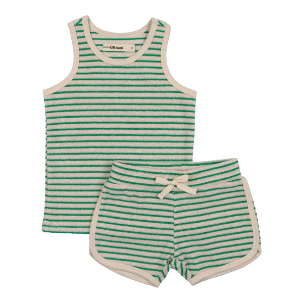 Urbani Cream/Green Terry Tank Set