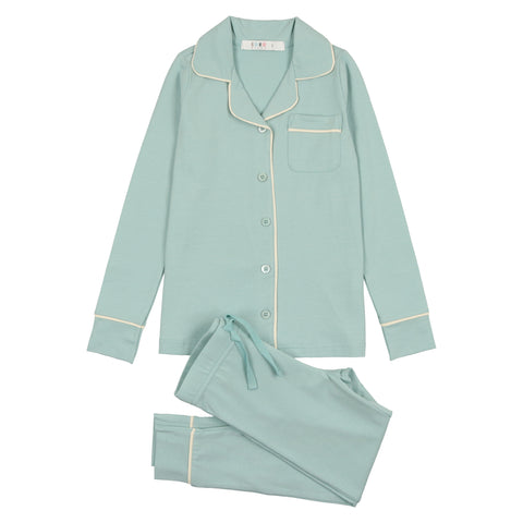 Coco Blanc Sage Blue Cotton Grandpa Pjs