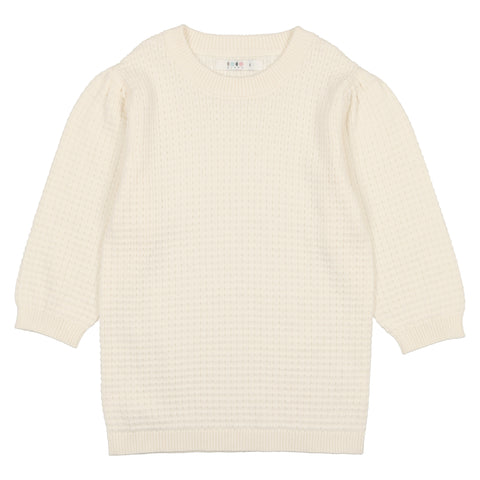 Coco Blanc Cream 3/4 Pointelle Girls Sweater