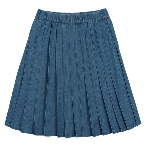 Coco Blanc Blue Denim Pleated Skirt