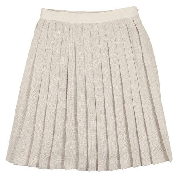 Coco Blanc Oatmeal Woven Pleated Skirt