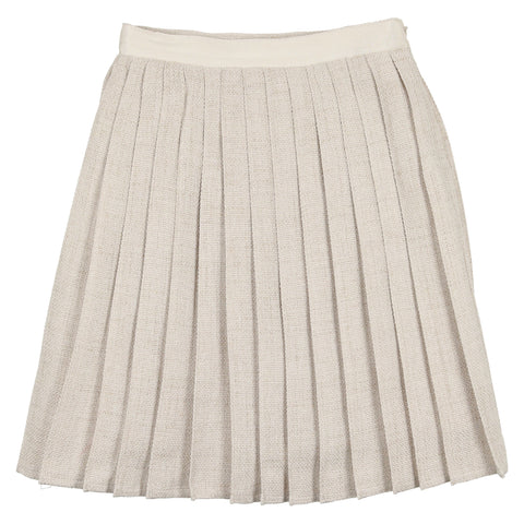 Coco Blanc Oatmeal Woven Pleated Skirt