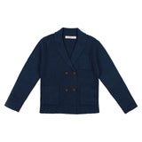 Coco Blanc Blue Double Breasted Knit Blazer